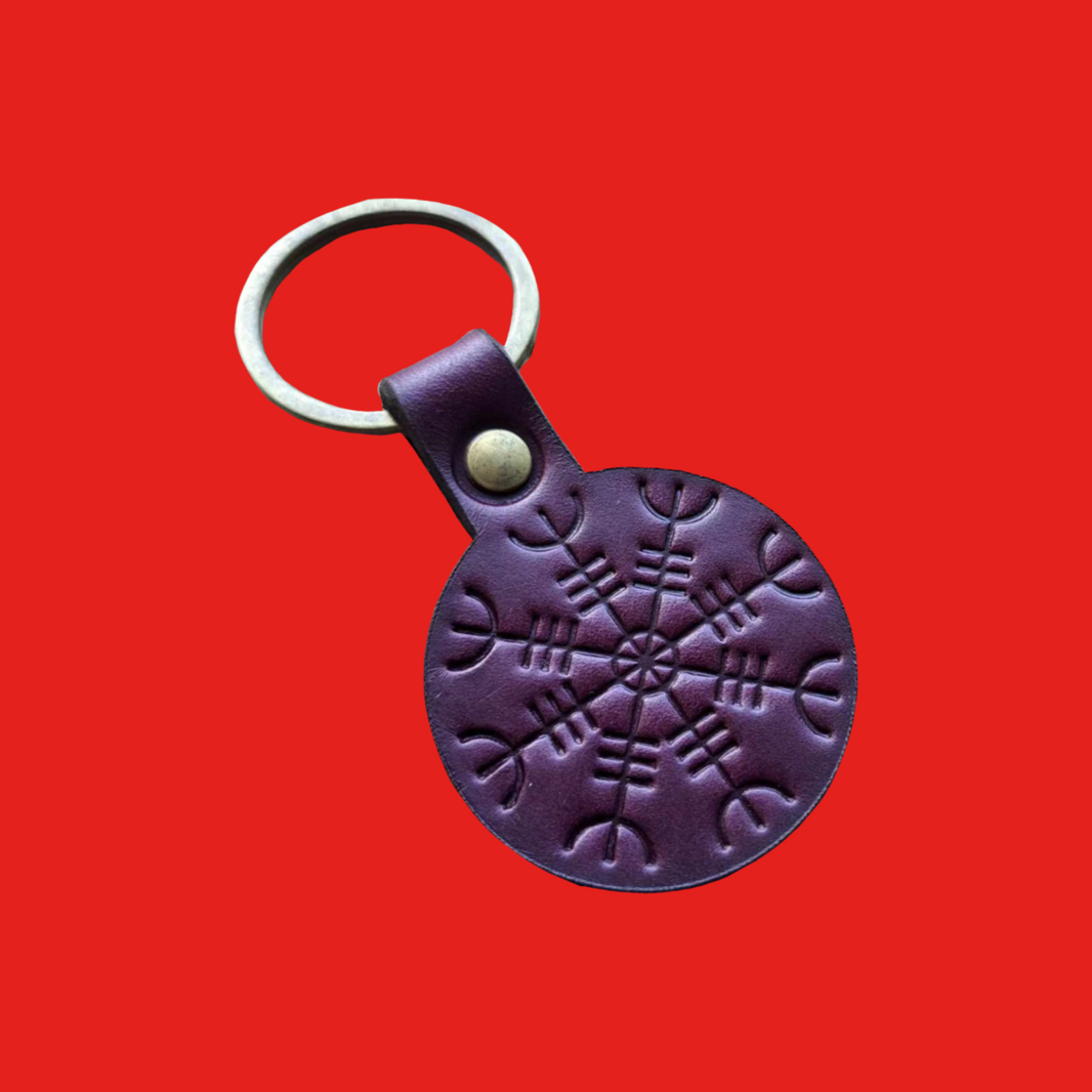 Leather Keyring | Viking Detail - Aubergine
