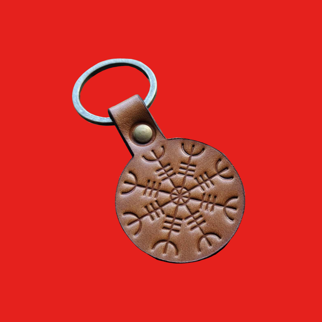 Leather Keyring | Viking Detail - Whiskey