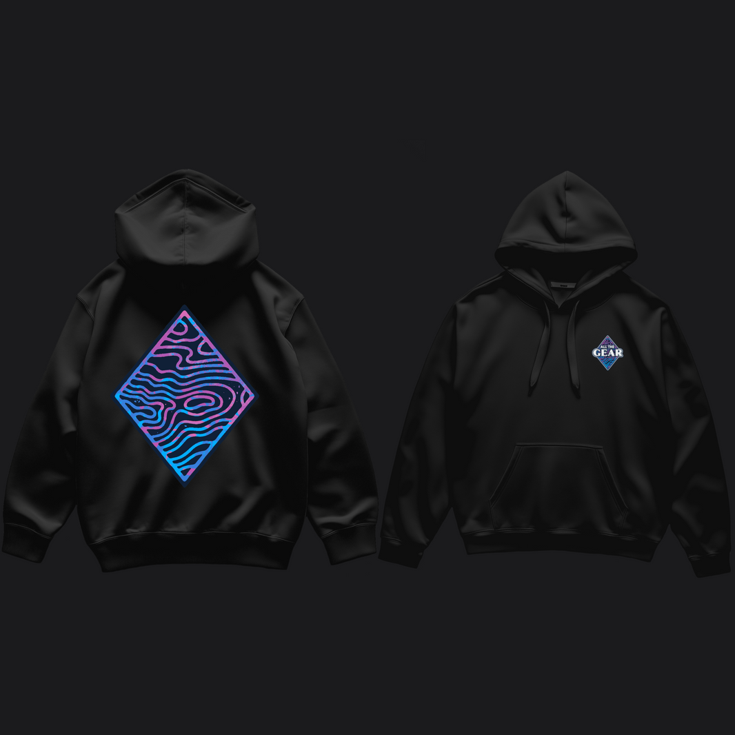 Hoodie | All the Gear Print - Black