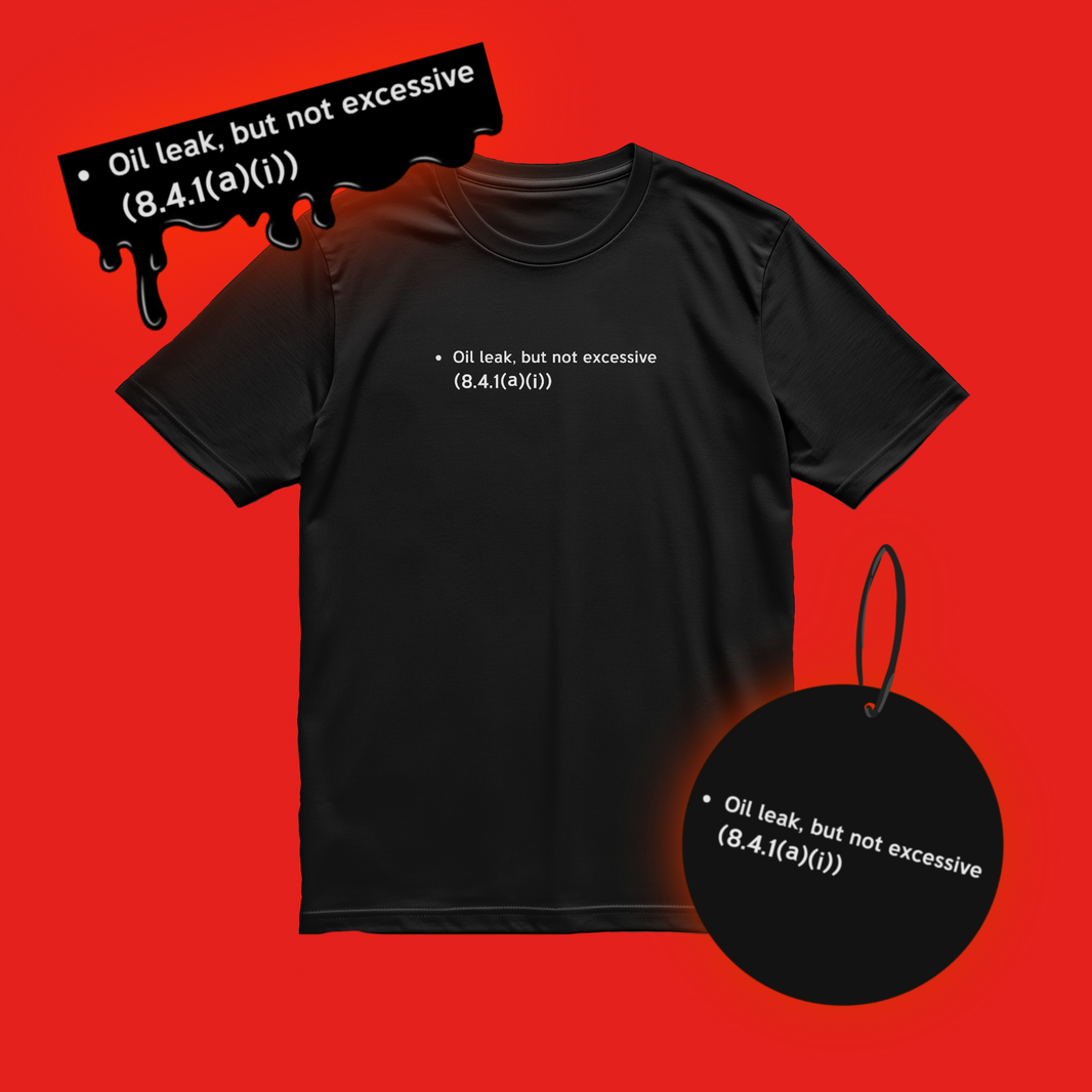 T-Shirt | Oil Leak (Bundle with Air Freshener and Sticker)