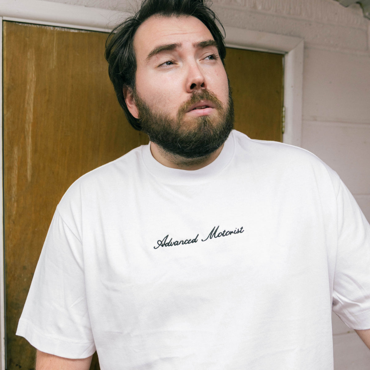 Heavyweight Embroidered T-Shirt | Advanced Motorist White