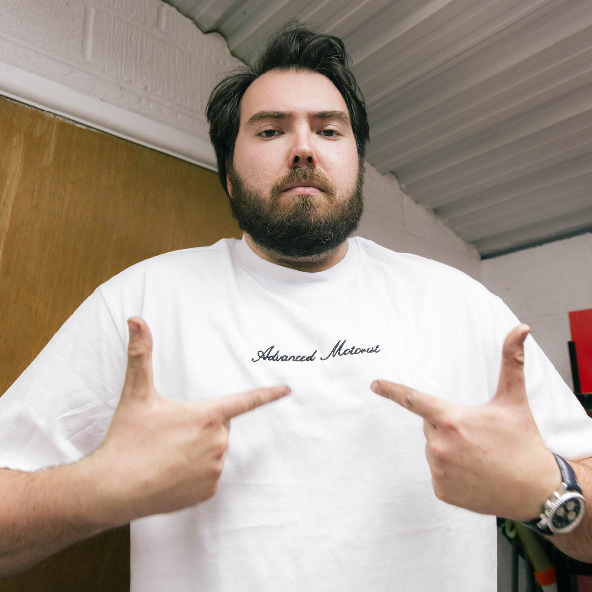 Heavyweight Embroidered T-Shirt | Advanced Motorist White