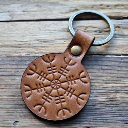 Leather Keyring | Viking Detail - Whiskey