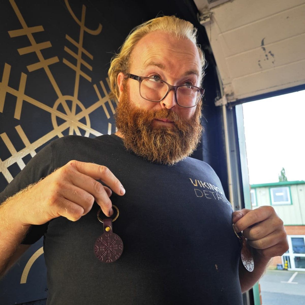 Leather Keyring | Viking Detail - Aubergine