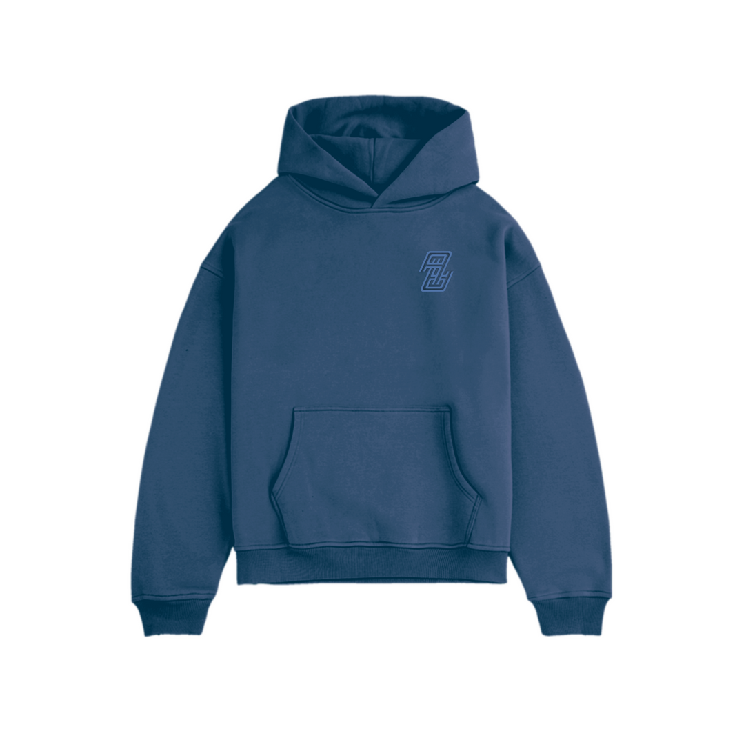 Heavyweight Hoodie | AA Embroidered Blue on Blue