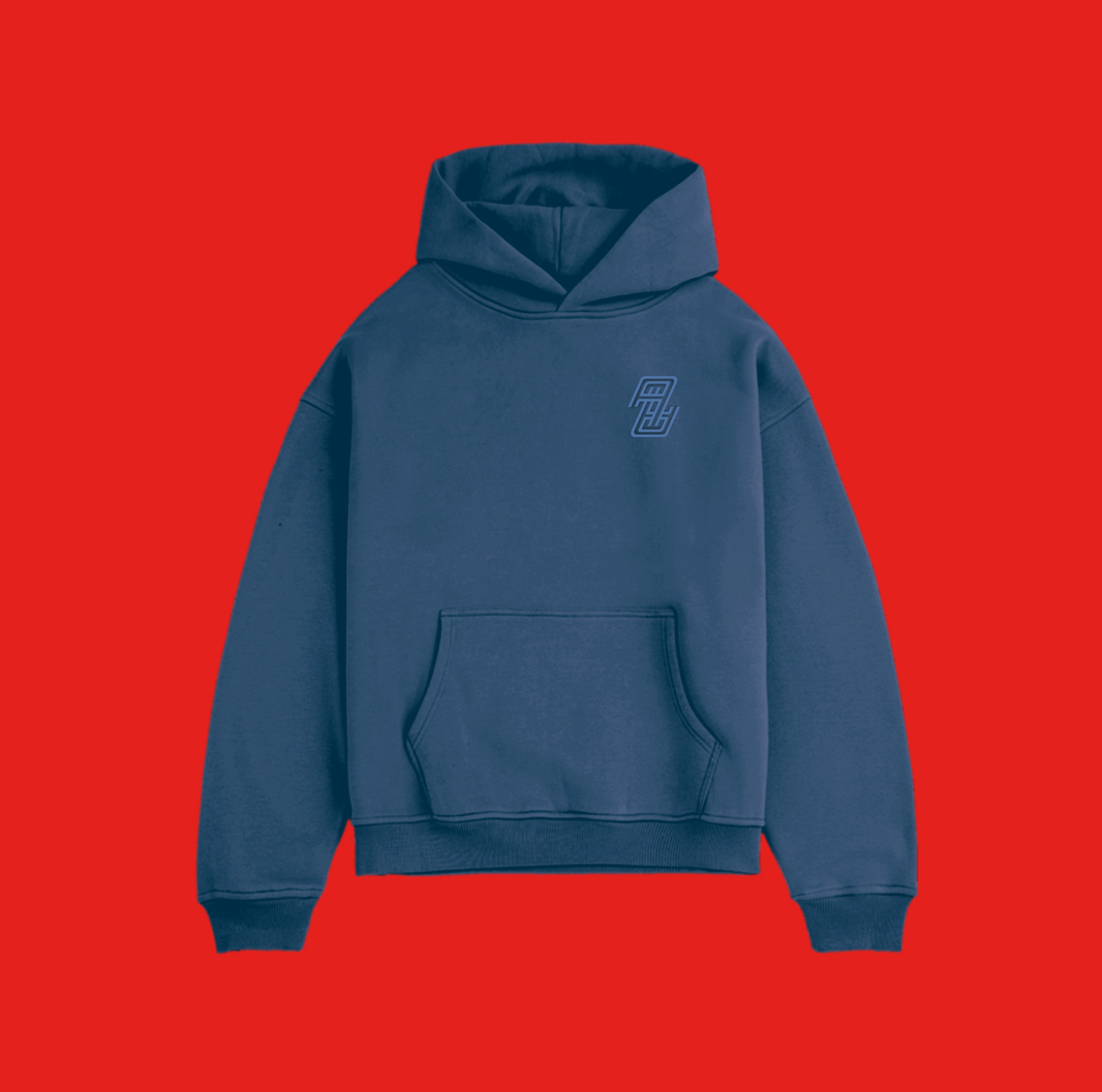 Heavyweight Hoodie | AA Embroidered Blue on Blue