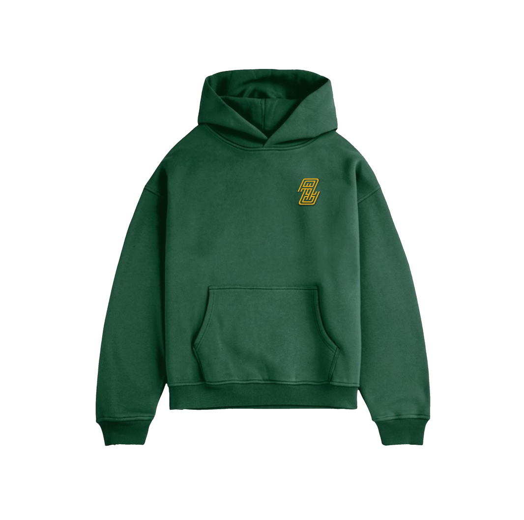 Heavyweight Hoodie | AA Embroidered Gold on Green