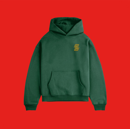 Heavyweight Hoodie | AA Embroidered Gold on Green