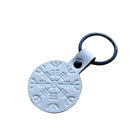 Leather Keyring | Viking Detail - White