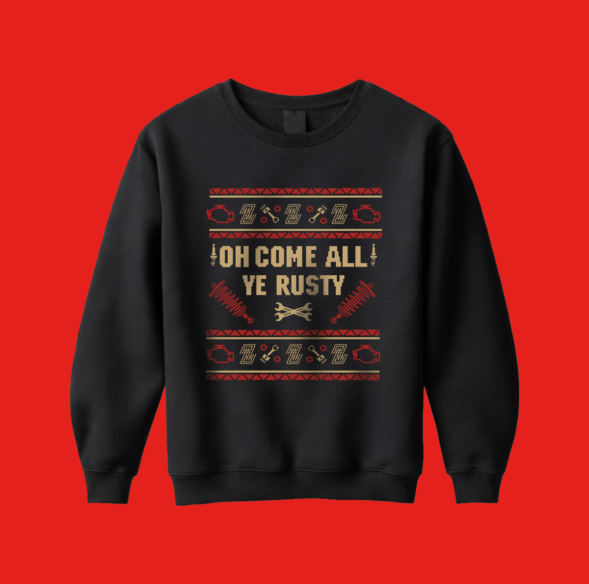 Christmas Sweatshirt | Oh Come All Ye Rusty Black
