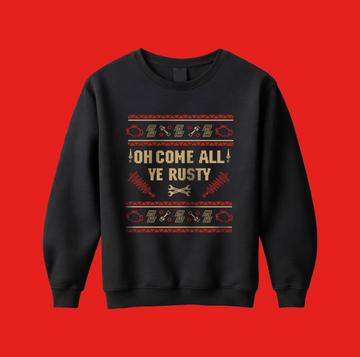 Christmas Sweatshirt | Oh Come All Ye Rusty Black